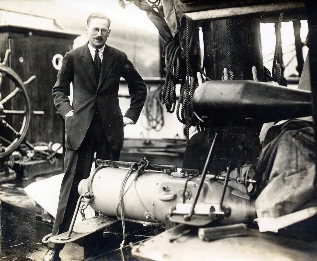 Alister Hardy on the deck of RRS Discovery (1925-1927)